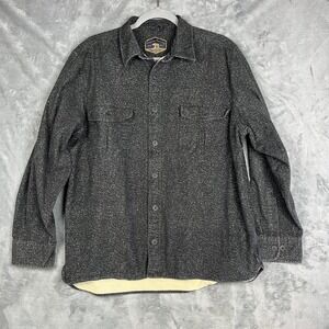 Freedom Foundry Mens XL Thick Flannel Shirt Charcoal Gray Speckled 100% Cotton